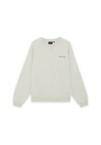 Εκρού φούτερ με μακρύ μανίκι και στρογγυλή λαιμόκοψη, με μικρό λογότυπο κειμένου "LYLE & SCOTT" στο αριστερό στήθος και ριμπ μανσέτες και τελείωμα.