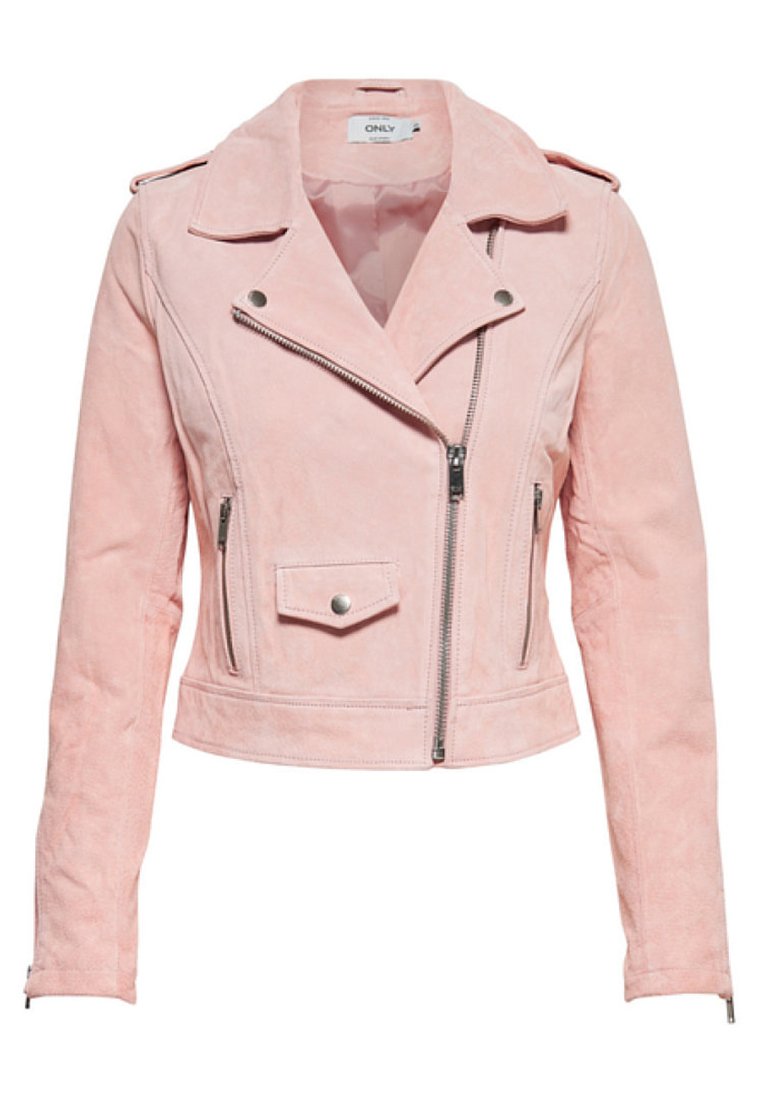 Only Onlgrace Biker Lederjacke Cameo Rose Rosa Zalando De