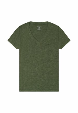 Lee SHORT SLEEVE V NECK REGULAR FIT - Camiseta básica - oak moss