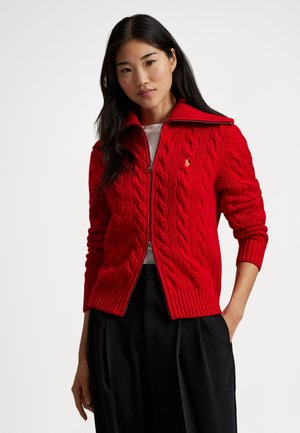 CABLE WOOL-CASHMERE FULL-ZIP SWEATER - Strickjacke - red