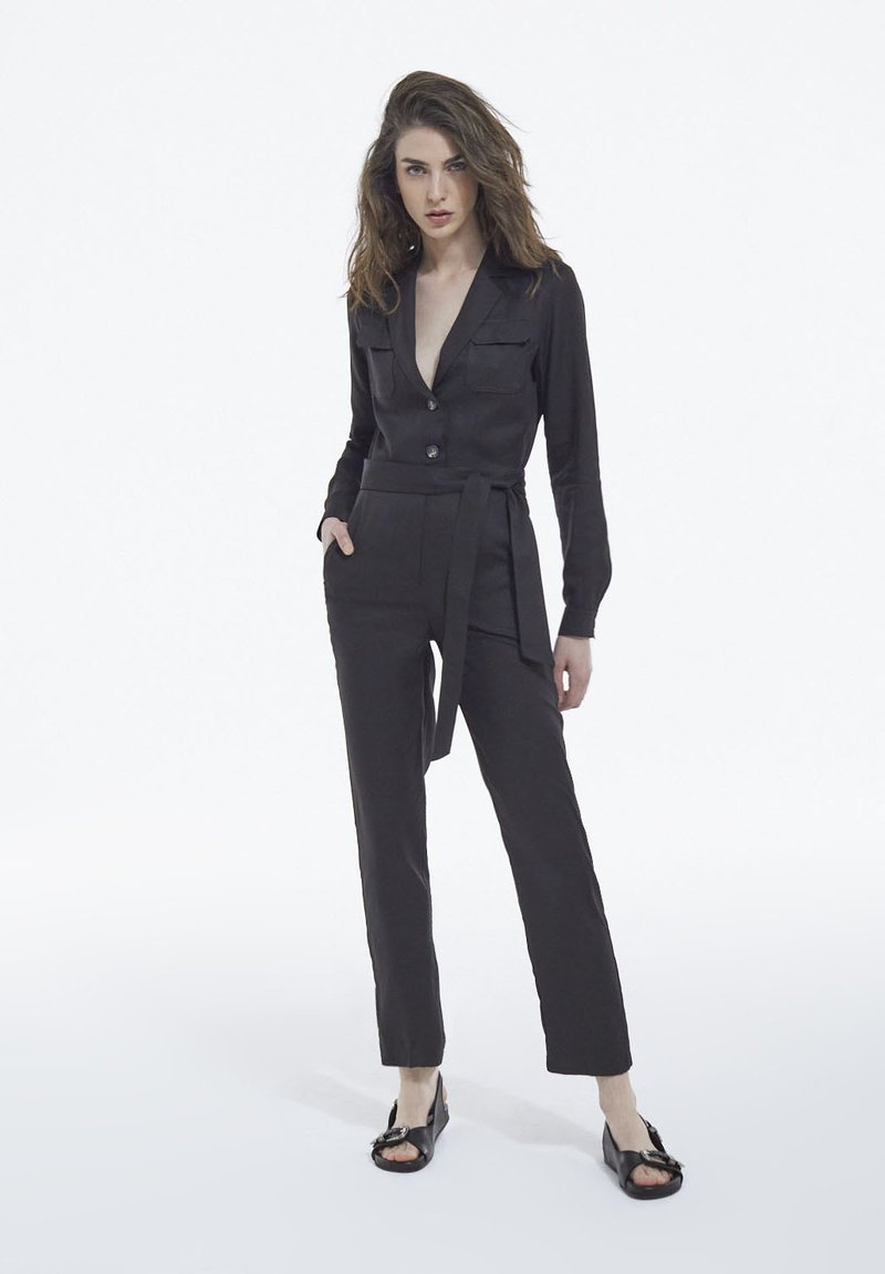 Damen Kleider | The Kooples CEINTURÉE Jumpsuit black/schwarz - QC50179 Damen Kleider | The Kooples CEINTURÉE Jumpsuit black/schwarz - QC50179
