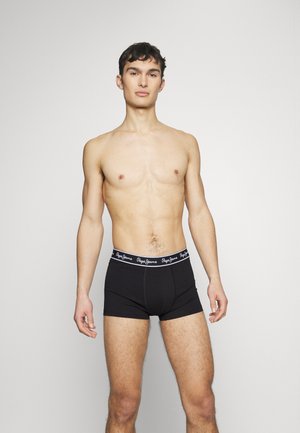 Schwarze Baumwoll-Boxershorts mit einem kontrastierenden, markierten Bund, die eine enge Passform und eine glatte Textur aufweisen.