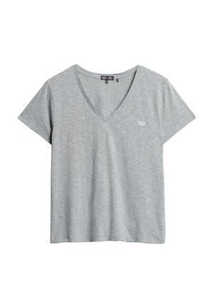 Superdry & Co EMBROIDERED V NECK  - T-shirt basic - smoke grey marl