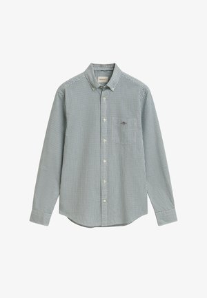 Groen en witte geblokte lange mouwen overhemd met een button-down kraag, een borstzak aan de linkerkant en logo detail. Gemaakt van geweven stof.