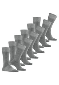 Graue Baumwollsocken mit gerippter Textur, in mittlerer Knöchellänge, mit klassischem Design. Set aus zwölf Paaren, einheitliche Farbe.