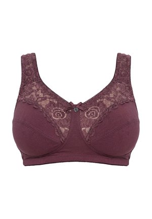Ulla Popken, ENTLASTUNGS-BH, SPITZE, OHNE BÜGEL, CUP C-E - Bøjle-bh - dark claret