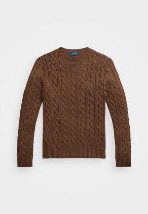 Polo Ralph Lauren CABLE KNIT COTTON JUMPER - Jumper - coffee brown heather