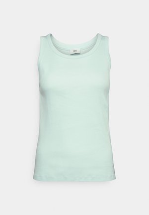 Light mint green, sleeveless tank top made of smooth cotton. Features a round neckline and a regular fit with no patterns or embellishments.