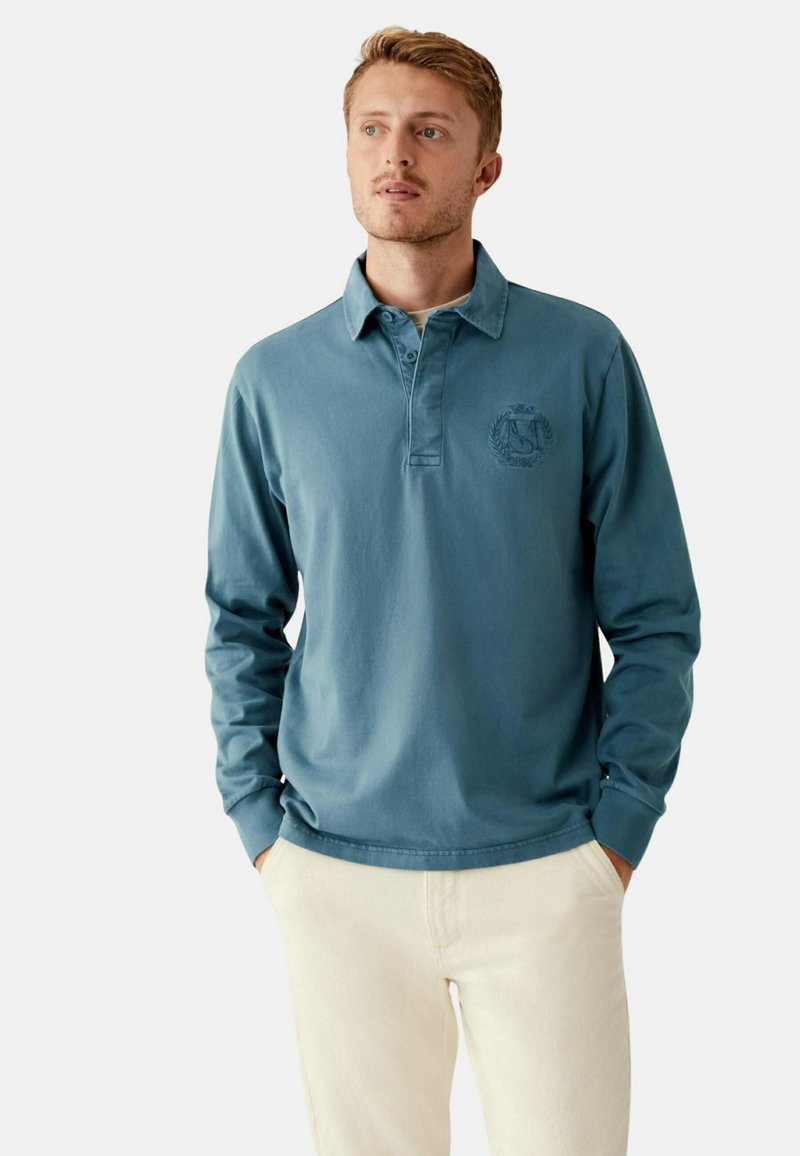 Marks & Spencer PURE COTTON GARMENT DYE RUGBY SHIRT Top dark turquoise/türkis Zalando.at