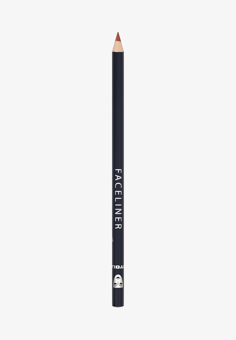 Black makeup pencil labeled "Faceliner" with a sharpened brown tip, used for facial contouring or lining.
