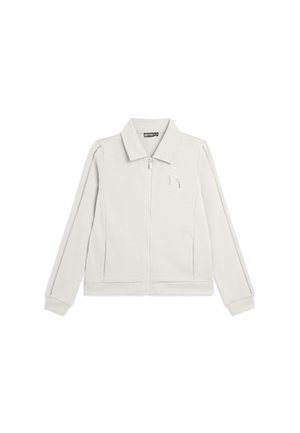 CON COLLO A CAMICIA, ZIP E DETTAGLI RICAMATI - Sweat zippé - white
