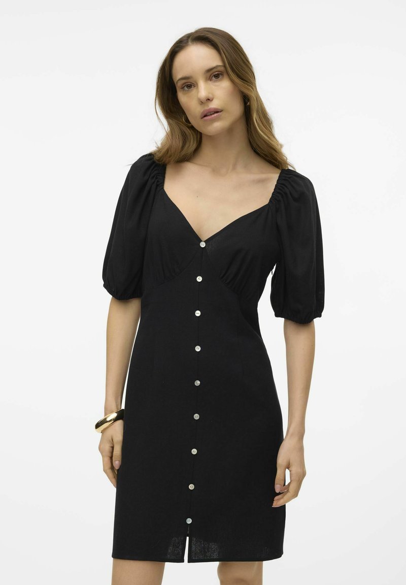 Vestido Recto Para Mujer WKIOR – Cuello En V, Manga Corta, Tela Suave – Tallas S A XXL, Ideal Para Verano