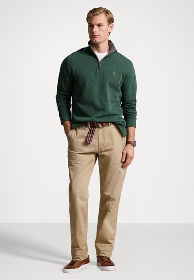 Polo Ralph Lauren ESTATE-RIB QUARTER-ZIP PULLOVER - Stickad tröja - scotch pine heather/barclay
