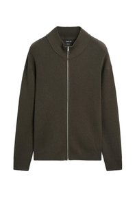 Massimo Dutti HIGH COLLAR WITH ZIP - Vest - mottled dark grey/olijfgroen - Zalando.nl