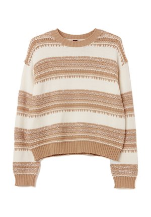 Stefanel JACQUARD WITH DETAILS - Strickpullover - white beige