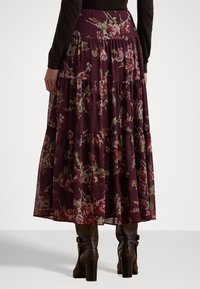 Lauren Ralph Lauren FLORAL CRINKLE GEORGETTE TIERED SKIRT - A-silueta svārki - burgundy multi