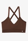 ESSENTIAL MEDIUM SUPPORT SPORTS BRA WITH ADJUSTABLE CROSS BACK - Medium support sports bra - dark brown