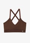 ESSENTIAL MEDIUM SUPPORT SPORTS BRA WITH ADJUSTABLE CROSS BACK - Sutien sport cu susținere medie - dark brown