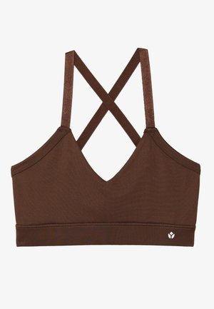 Even&Odd active ESSENTIAL MEDIUM SUPPORT SPORTS BRA WITH ADJUSTABLE CROSS BACK - Medium support sports bra - dark brown