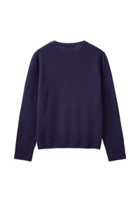 Námořnický svetr z vlny s kulatým výstřihem, dlouhými rukávy, žebrovanými manžetami a spodním lemem a texturovaným povrchem. Čistý, minimalistický design na zadní straně.