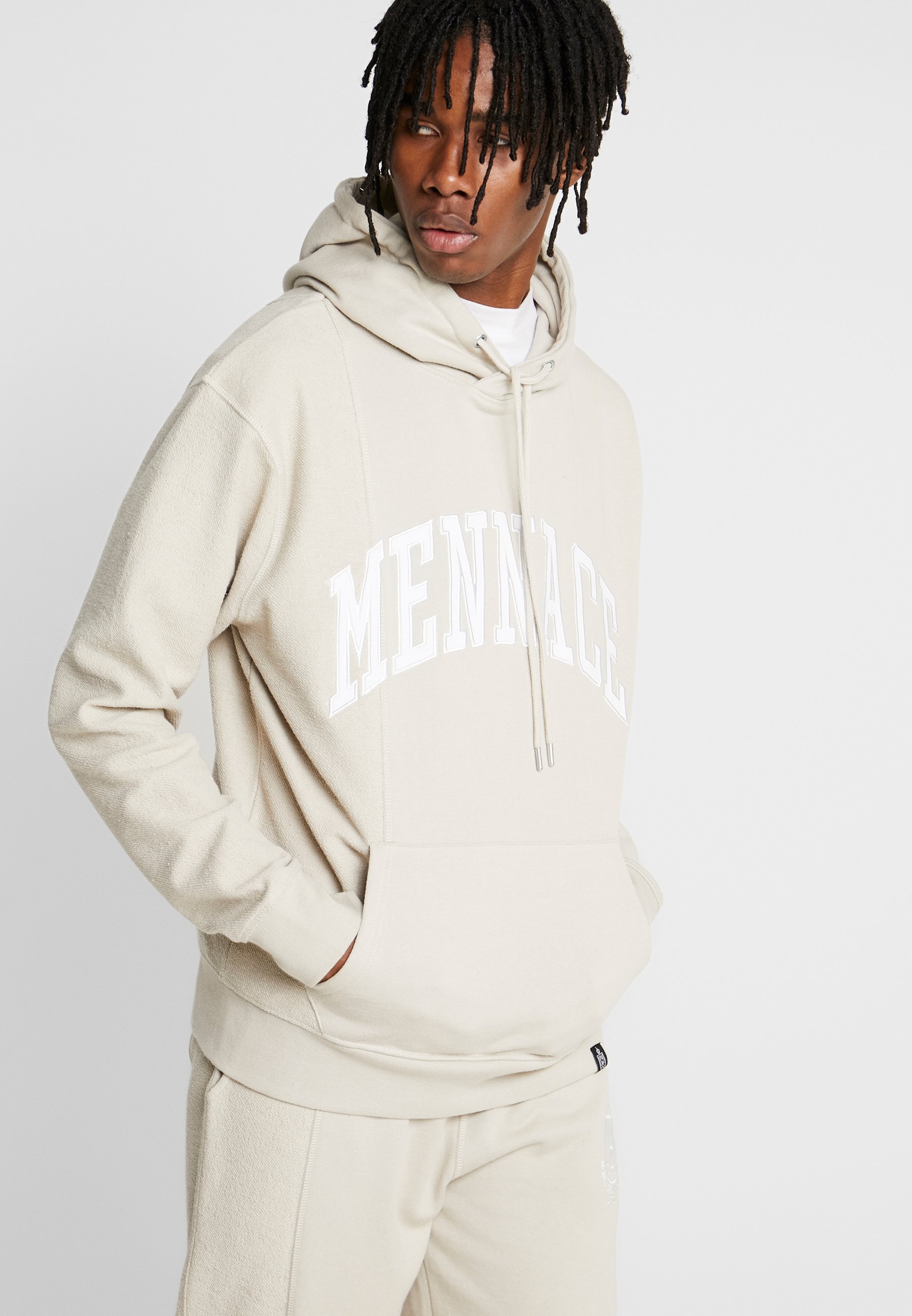Mennace CONTRAST TEXTURE COLLEGE HOODY Hoodie beige Mennace CONTRAST TEXTURE COLLEGE Joggebukse beige