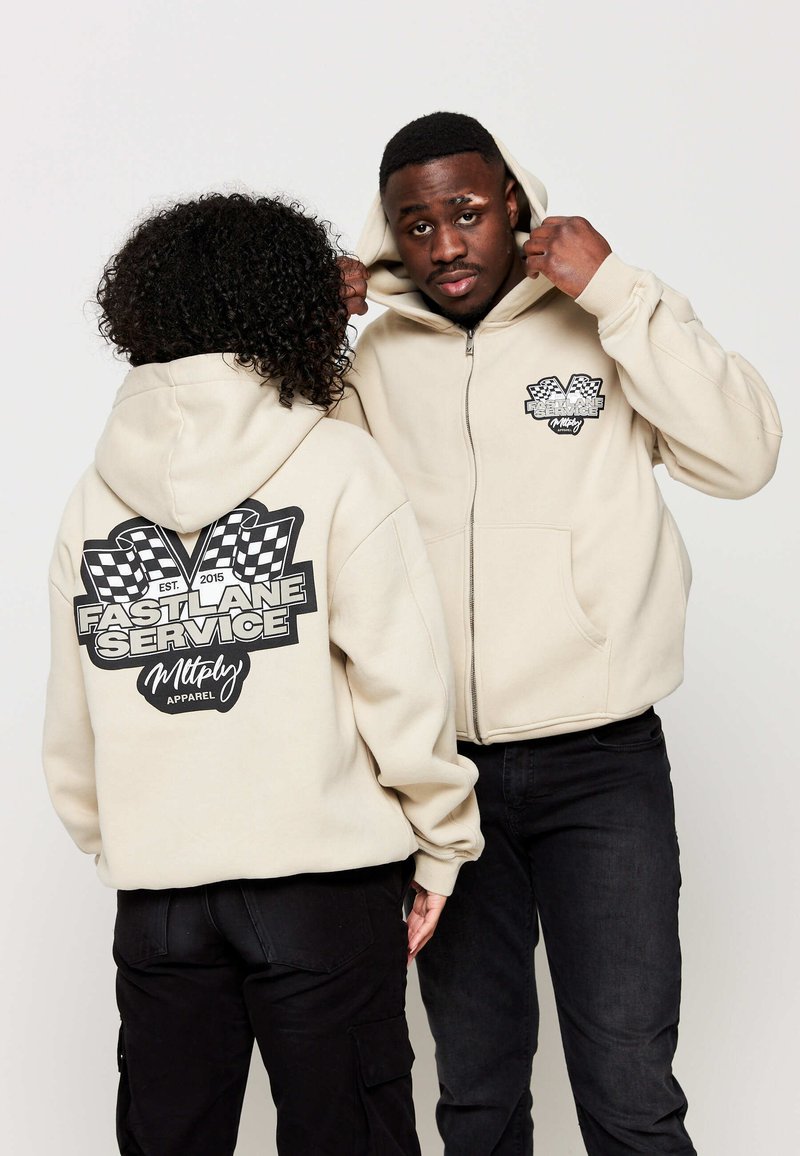 Multiply Apparel FASTLANE SERVICE Sweater met rits cement soda