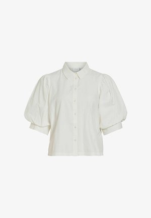 VILA, SHIRT VIREALU SHORT SLEEVED - Skjortebluser - snow white
