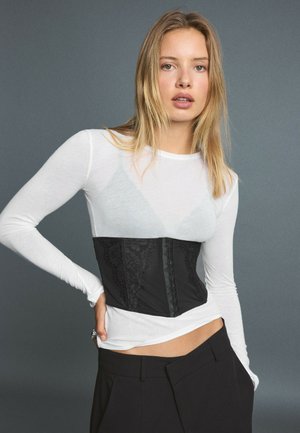 Stradivarius, LACE CORSET BELT - Lannevyö - black