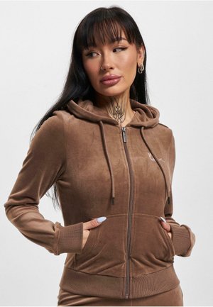 Karl Kani KK CHEST SIGNATURE TIGHT FULL ZIP - Felpa con zip - taupe