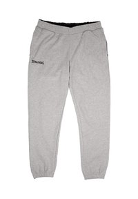 Grijze sweatpants gemaakt van een katoenen blendstof, met een elastische tailleband, enkelmanchetten en een zwart geborduurd logo op de linker dij.