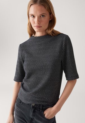 REGULAR FIT FUNNEL NECK  - T-Shirt print - coal blue