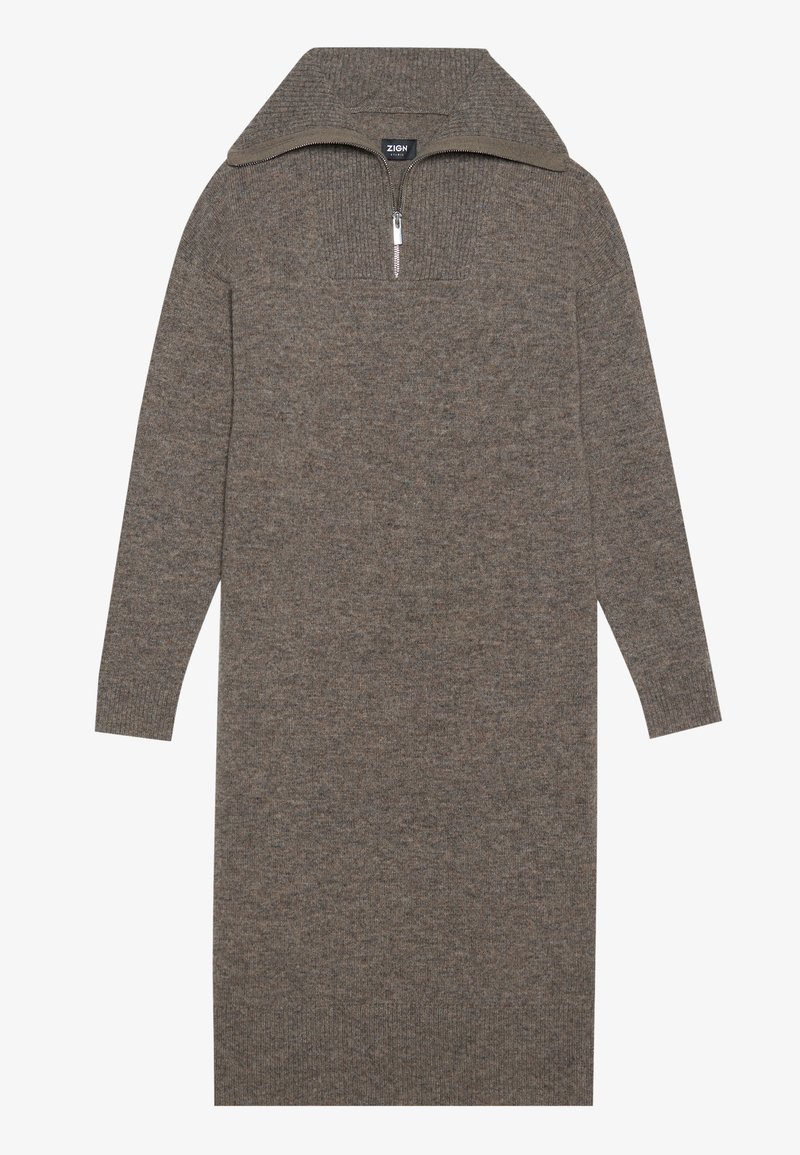 Zign Studio Gebreide jurk taupe Zign Studio Gebreide jurk taupe
