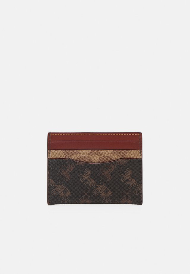 SIGNATURE CARRIAGE FLAT CARD CASE - Plånbok - tan truffle