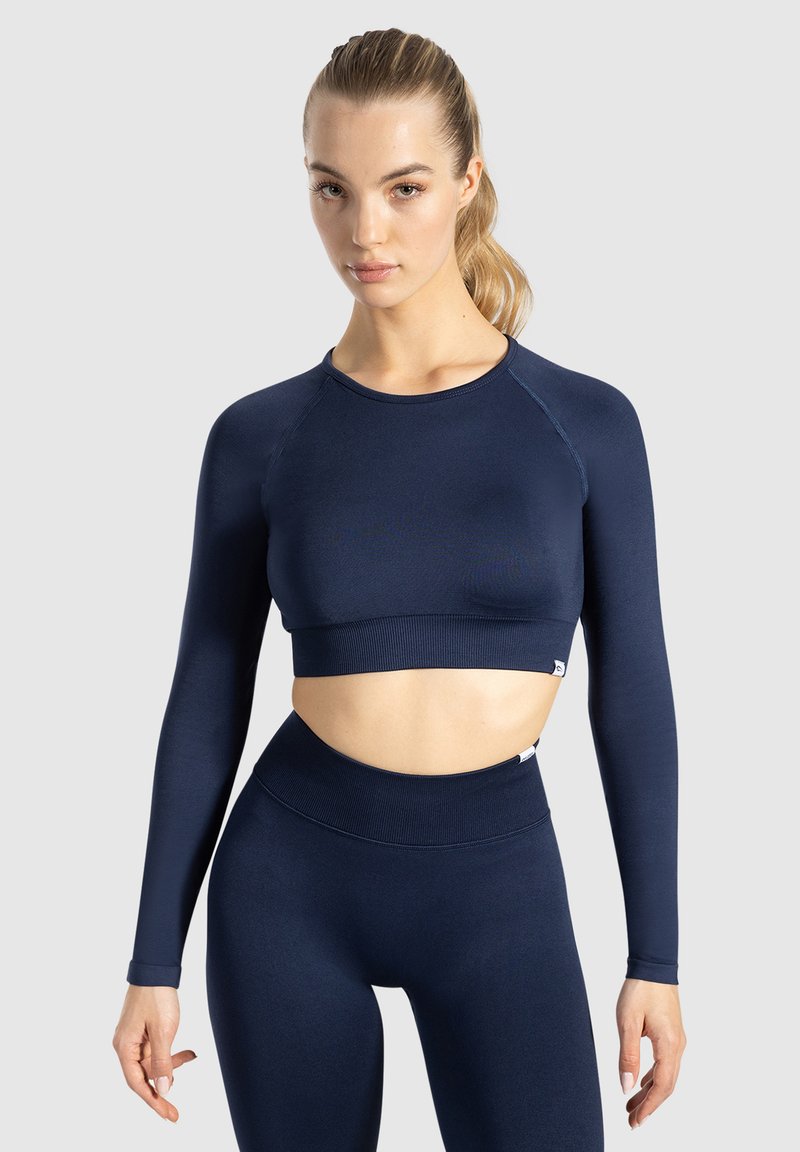 Smilodox CROP LONGSLEEVE MAYSA - Top s dlouhým rukávem - marineblau