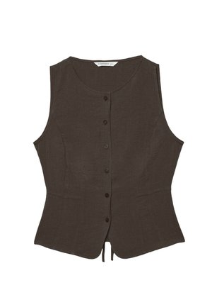 Stradivarius, SLEEVELESS BUTTONED TOP 02031525 - Vesta - dark brown