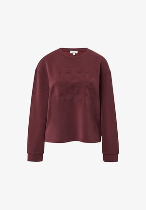 Felpa bordeaux con un design testurizzato sul davanti, scollatura rotonda e maniche lunghe. Tessuto morbido con polsini e orlo ribattuti.