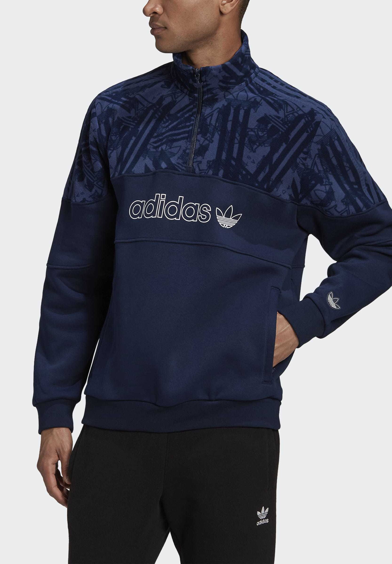 adidas Originals QUARTER ZIP TRACK Sweater blueBlauw adidas Originals QUARTER ZIP TRACK Sweater blueBlauw
