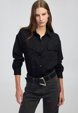 SEQUIN EMBELLISHED STRIPED  - Overhemdblouse - black