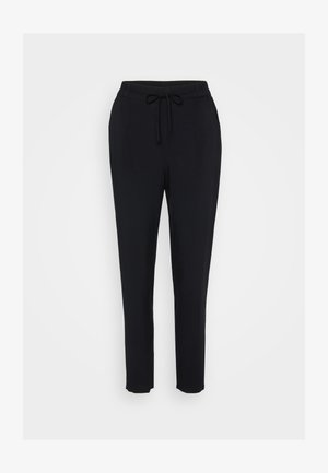 Pantaloni de jogging negri, cu talie elastică, închidere cu șnur și picioare conice. Realizați dintr-un material moale cu o textură netedă.