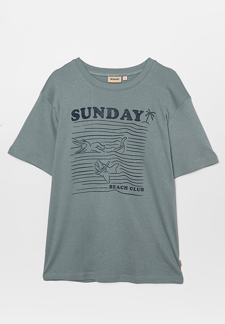 Wheat T-shirt print blauwgrijs Wheat T-shirt print blauwgrijs