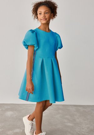 Baker by Ted Baker REGULAR FIT PUFF SLEEVE EMBOSSED - Vapaa-ajan mekko - teal blue