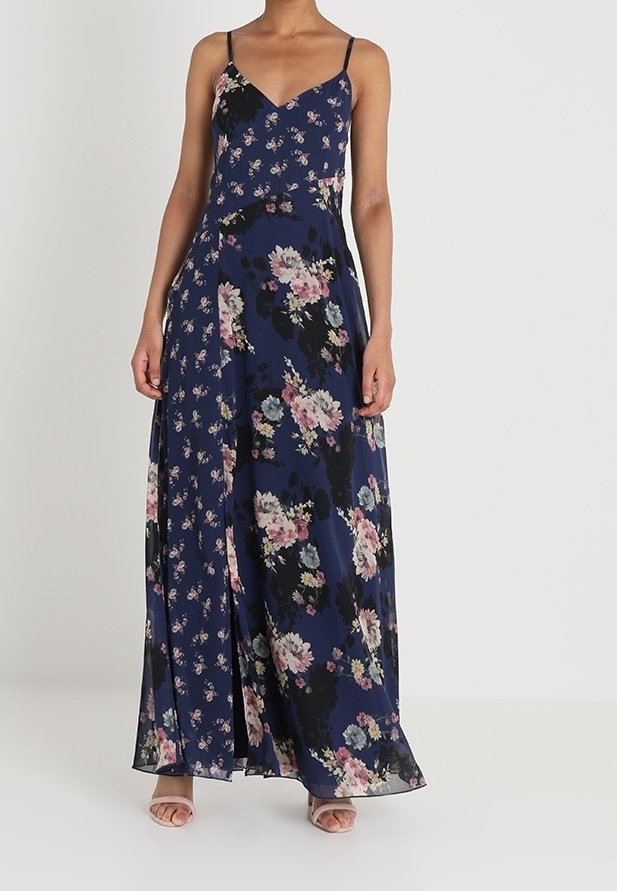 chinese dress ladies Vesper Navy Floral Print Ruffle Maxi Dress main image 1