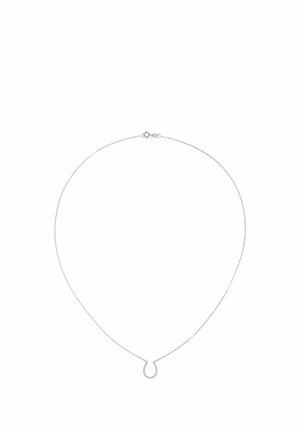 Zilveren ketting met een dunne ketting en een U-vormige hanger. Gladde textuur, minimalistisch ontwerp, met een veilige sluiting.