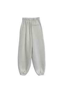 Jasnoszare dresy z elastycznym pasem i mankietami, z pojedynczą tylną kieszenią po prawej stronie.
