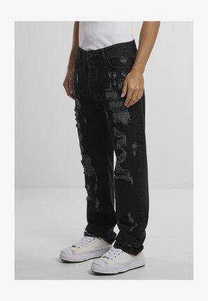 2Y Studios FIRIO DESTROYED STRAIGHT - Relaxed fit jeans - black
