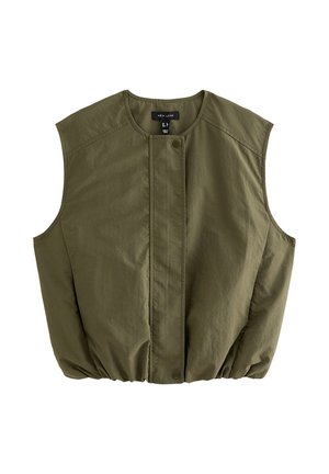 New Look, DARK KHAKI SLEEVELESS BUBBLE HEM JACKET - Weste - khaki