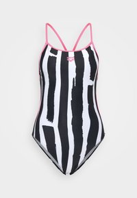 WOMENS PAINTERS STRIPE SWIMSUIT LACE BACK - Maillot de bain - white/shocking pink