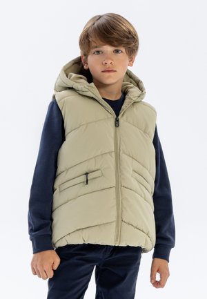 PADDED CHEVRON WITH HOOD - Waistcoat - stone