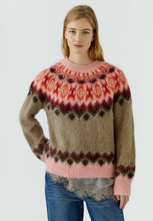 Oui, NORWEGER - Jumper - light brown rose
