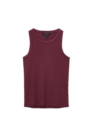 Top senza maniche in maglia bordeaux, collo a giro e orlo dritto, taglia piccola, prodotto da AllSaints.